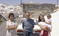 au Col de la Bonette, Marie-Jo, Michelle, papy et moi